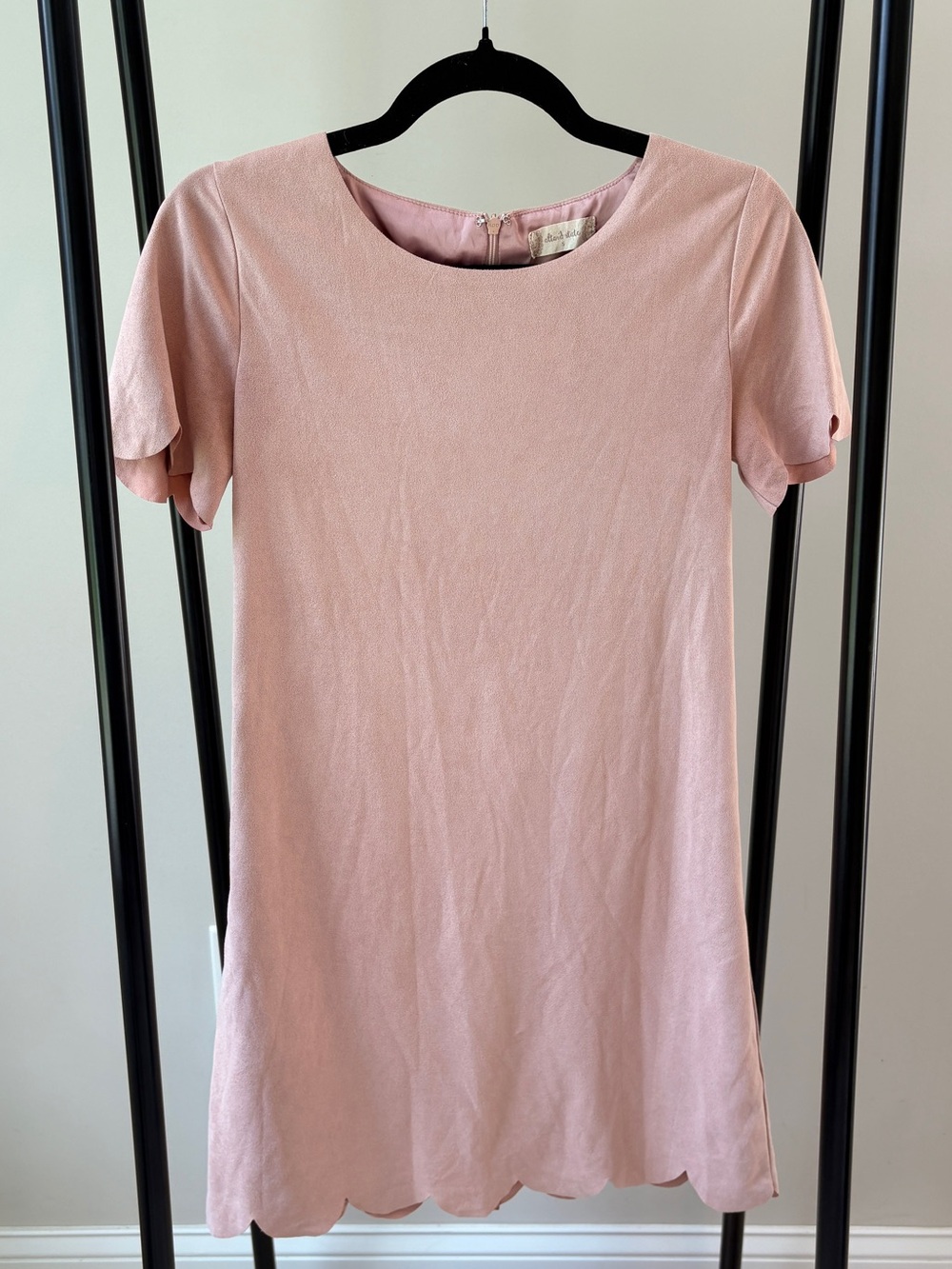 Altar'd State Faux Suede Scalloped Shift Dress in Dusty Rose size Small